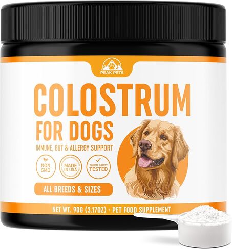 Bovine Colostrum for Dogs (90g) Raw Colostrum Powder for All Ages, Breeds & Sizes - Immune, Allergy, Skin & Itch Support - 20% Immunoglobulins - Non GMO, Third Party Tested, USA Made - 3.17oz in Saudi Arabia