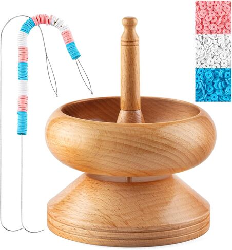 ORNUNIQ Clay Bead Spinner with Big Eye Beading Needle, Clay Bead Spinner Kit Waist Beads Kit for Jewelry Making Bracelet Maker Stringing Pinewood Wooden Crafting Gifts in Saudi Arabia