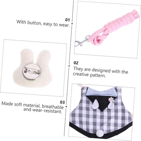 Besportble Bunny Vest Vest Leash Assume Assume Adabit Adabbit Hamster Assories Expensities Precated Material لحفلات الزفاف تشمل الحفلات القبعة القبعة دبوس الشعر in Kuwait