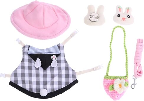Besportble Bunny Vest Vest Leash Assume Assume Adabit Adabbit Hamster Assories Expensities Precated Material لحفلات الزفاف تشمل الحفلات القبعة القبعة دبوس الشعر in Kuwait
