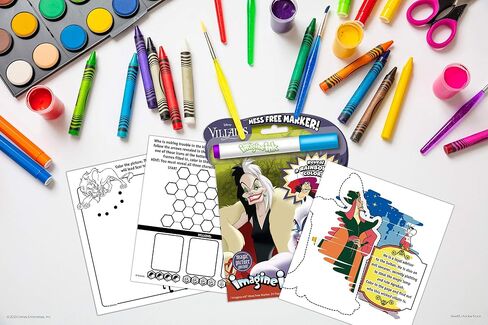 Disney Villains 24 Page Imagine Ink Magic Pictures Coloring Book with 1 Mess Free Marker Featuring Cruella, Ursula, Maleficent and More Bendon 50490 in Saudi Arabia