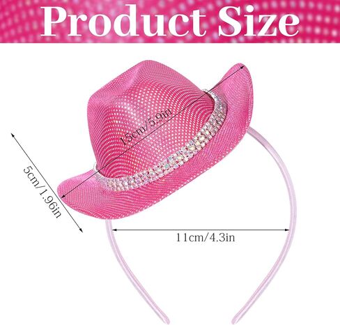 Mini Cowboy Hats Headband Glitter Pink Cowgirl Hat Headband Western Disco Party Decors Cosplay Costume Accessories in Saudi Arabia