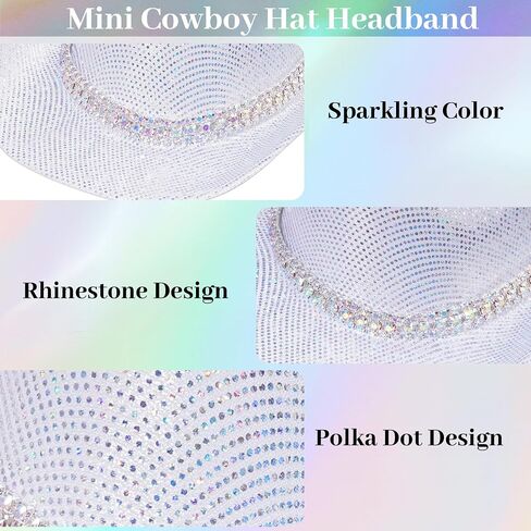 Mini Cowboy Hats Headband Glitter Pink Cowgirl Hat Headband Western Disco Party Decors Cosplay Costume Accessories in Saudi Arabia