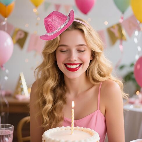 Mini Cowboy Hats Headband Glitter Pink Cowgirl Hat Headband Western Disco Party Decors Cosplay Costume Accessories in Saudi Arabia