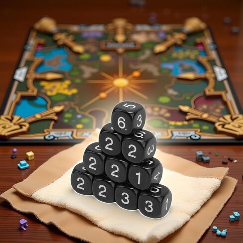 20Pcs Black 6 Sided Number Dice, Round Corner Polyhedral Dice, Polyhedral Role Playing for Numeral Teaching Board Games, Table Games Role Playing Dice Black Dice（16mm ） in Saudi Arabia