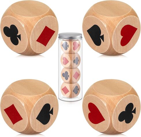 4 Pcs Large Marked Dice Big Size 1.57'' Euchre Indicator, Wooden Suit Dice with Storage Bottle, Lucky Euchre Cube Gift for Pinochele Playing Cards in Saudi Arabia