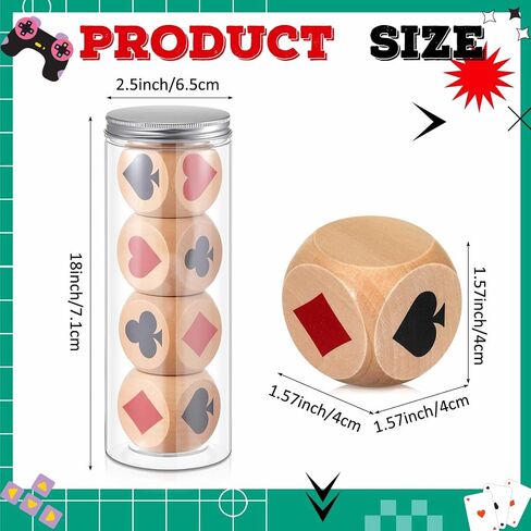 4 Pcs Large Marked Dice Big Size 1.57'' Euchre Indicator, Wooden Suit Dice with Storage Bottle, Lucky Euchre Cube Gift for Pinochele Playing Cards in Saudi Arabia