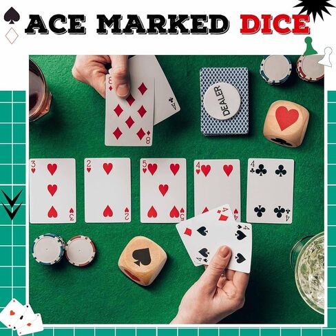4 Pcs Large Marked Dice Big Size 1.57'' Euchre Indicator, Wooden Suit Dice with Storage Bottle, Lucky Euchre Cube Gift for Pinochele Playing Cards in Saudi Arabia