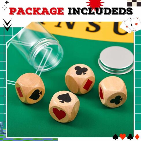 4 Pcs Large Marked Dice Big Size 1.57'' Euchre Indicator, Wooden Suit Dice with Storage Bottle, Lucky Euchre Cube Gift for Pinochele Playing Cards in Saudi Arabia