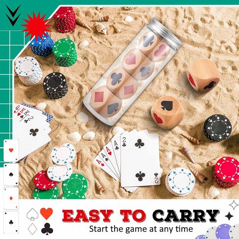 4 Pcs Large Marked Dice Big Size 1.57'' Euchre Indicator, Wooden Suit Dice with Storage Bottle, Lucky Euchre Cube Gift for Pinochele Playing Cards in Saudi Arabia