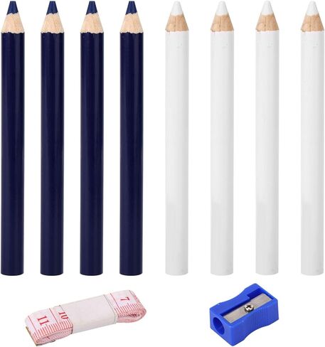 8pcs Fabric Pencils for Sewing, White and Blue Water Soluble Fabric Maker Washable Tailors Chalk Pen Marking and Tracing Tools with Sharpener & Tape Measure for Dressmakers Quilting Crafts in Saudi Arabia