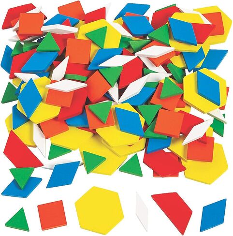 Fun Express Wooden Pattern Blocks - 250 Pieces - Educational and Learning Activities for Kids in Saudi Arabia