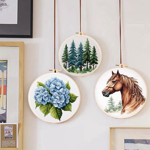 DIY Cross Stitch Kits Sunflower and Butterfly Easy for Beginners with Hoop 11CT Needlepoint Embroidery Counted Stamped Cross Stitch Set Craft Wall Decor 20x20cm(1) in Saudi Arabia