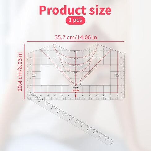 1 PCS T Shirt Moalment Tool ، حاكم PVC الشفاف/Round PVC للتطريز ، تصميم مركز توظيف أداة القياس ، دليل حاكم تي شيرت للمحاذاة ، حاكم القميص. in Saudi Arabia