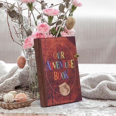 Our Adventure Book Travel Journal & Scrapbook - 164 Page 8.2 * 5.9 inch Scrapbook, Vintage 3D Embossed Photo Album & Travel Diary | Anniversary Wedding Valentine Gift Set for Couples in Kuwait
