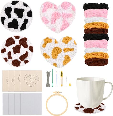 Cheerupp 4 PCS Breakfast Punch Coasters Kit ، Toast Bread Easy DIY Craft Emele Edele Sterbroidery for Beginners Pholeds ، Punch Needle Supplies Studerts Tuder in Saudi Arabia