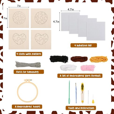 Cheerupp 4 PCS Breakfast Punch Coasters Kit ، Toast Bread Easy DIY Craft Emele Edele Sterbroidery for Beginners Pholeds ، Punch Needle Supplies Studerts Tuder in Saudi Arabia