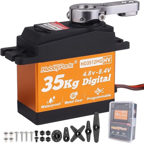 HobbyPark Waterproof High Torque RC Servo 35KG Metal Gear Digital Servo Motor w/Horn for 1/8 1/10 1/12 RC Crawler Car RC Truck Buggy Short Course Bashing Basher Robot Control Angle 180° (Core Motor) in Saudi Arabia