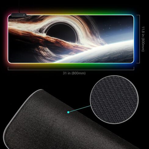 RGB Galaxy Nebula Gaming Mouse Pad - Large Non-Slip Rubber Base, Extended Keyboard & Mouse Mat for PC, Laptop, Desk (31.5" x 11.8") (01) in Saudi Arabia