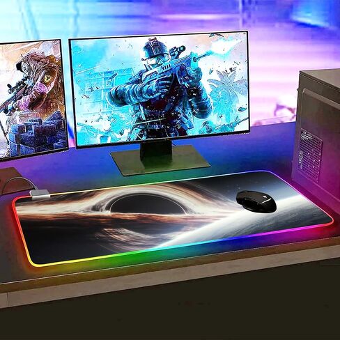 RGB Galaxy Nebula Gaming Mouse Pad - Large Non-Slip Rubber Base, Extended Keyboard & Mouse Mat for PC, Laptop, Desk (31.5" x 11.8") (01) in Saudi Arabia