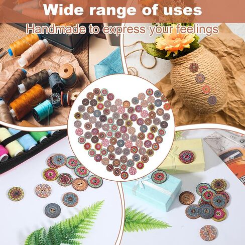 100 Pcs Wood Button for Sewing, Buttons Decorative for Clothes 1 Inch Vintage Assorted Wooden Large Buttons with 2 Holes Colorful Wooden Button for DIY Crafts (25mm) in Saudi Arabia