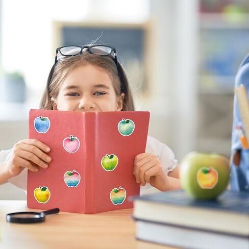 Whaline 1000pcs العودة إلى ملصقات المدرسة التفاح شكل ملصقات صائق لفة 1.5 بوصة ملصق ملصق للاصق ذاتيا لدعوة البطاقة الدعوة ديكور الهدية in Saudi Arabia