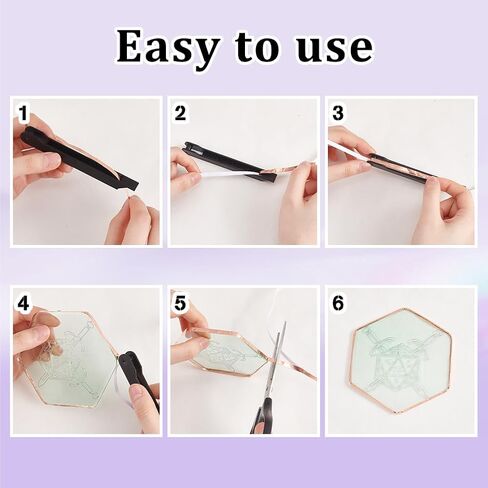 Ahandmaker 2pcs رقائق يدوية زجاجية ملون ، أداة تغليف رقائق نحاسية لشريط رقائق 7/32 "، رقائق يدوية مستطيل للزجاج الملون in Kuwait
