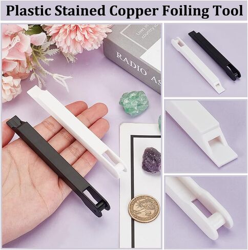 Ahandmaker 2pcs رقائق يدوية زجاجية ملون ، أداة تغليف رقائق نحاسية لشريط رقائق 7/32 "، رقائق يدوية مستطيل للزجاج الملون in Kuwait