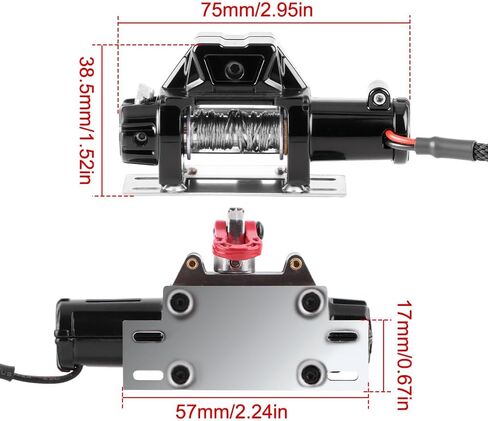 Globact 1/10 RC Metal Automatic Winch مع نظام تحكم لاسلكي ومستقبل اللاسلكي اللاسلكي نظام التحكم عن بُعد لـ SCX10 90046 TRX4 Redcat 1/10 RC Crawler Upgrade Parts (Black) in Saudi Arabia