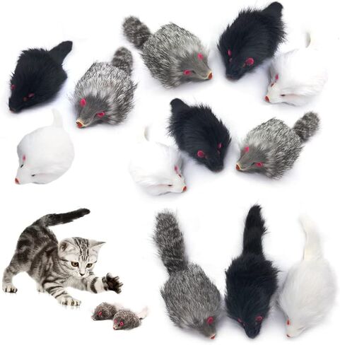 تلعب لعبة Pawstrip Rabbit Fur Cat Mouse Toy Cat Mouse مع ألعاب فئران قاسية من الفئران المزيفة للقطط الداخلية فئران الفئران القطة غامضة ألعاب القطط الفئر in Kuwait