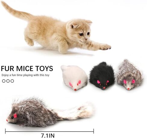 تلعب لعبة Pawstrip Rabbit Fur Cat Mouse Toy Cat Mouse مع ألعاب فئران قاسية من الفئران المزيفة للقطط الداخلية فئران الفئران القطة غامضة ألعاب القطط الفئر in Kuwait