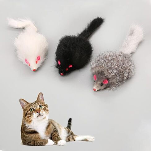 تلعب لعبة Pawstrip Rabbit Fur Cat Mouse Toy Cat Mouse مع ألعاب فئران قاسية من الفئران المزيفة للقطط الداخلية فئران الفئران القطة غامضة ألعاب القطط الفئر in Kuwait
