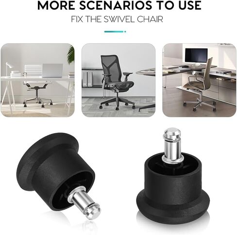 Chair Fixed Casters Replacement, 20 Pcs Office Chair Stationary Castors Non Rolling Chair Feet Low Profile Bell Glides Short Plastic Glides Chair Feet Wheel Stopper (Snap in) in Saudi Arabia