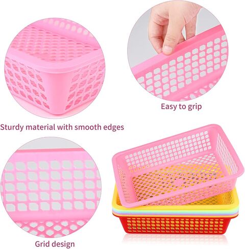 Aodaer 36 Pack Classroom Storage Baskets Bins Back to School Supplies Plastic Desktop Storage Tray 13.5 x 10 x 3 Inch Stackable Organizer Baskets Colorful Organizer Trays for Classroom Office Decor in Kuwait