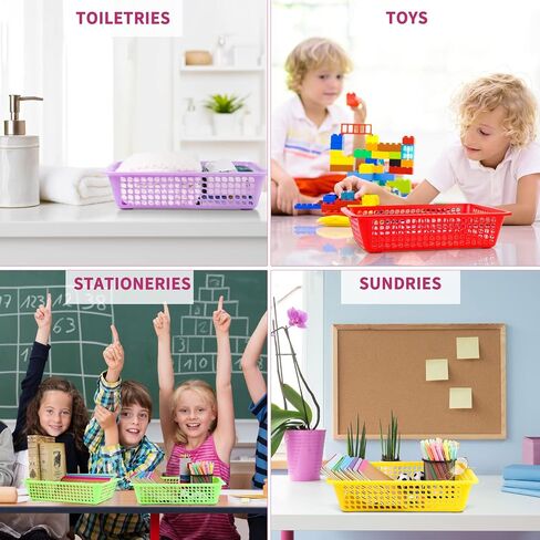 Aodaer 36 Pack Classroom Storage Baskets Bins Back to School Supplies Plastic Desktop Storage Tray 13.5 x 10 x 3 Inch Stackable Organizer Baskets Colorful Organizer Trays for Classroom Office Decor in Kuwait