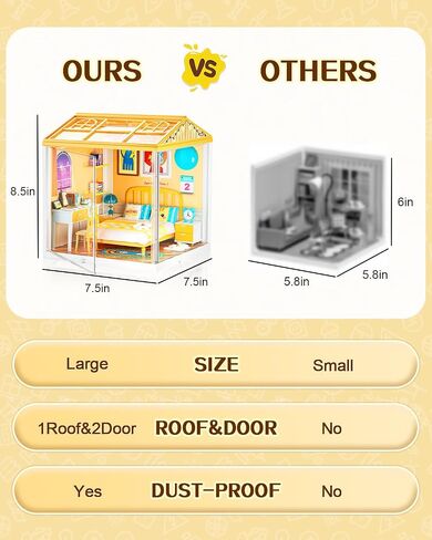مجموعة أكبر من DIY Miniature House Kit ، مجموعة دمية مصغرة مع سقف و 2 أبواب للبالغين للبناء ، مجموعة Mini House Building Kit مع LED ، Halloween/Christmas Decorations/Gifts للمراهقين (مطبخ الوجبات السعيدة) in Kuwait