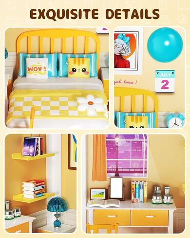 مجموعة أكبر من DIY Miniature House Kit ، مجموعة دمية مصغرة مع سقف و 2 أبواب للبالغين للبناء ، مجموعة Mini House Building Kit مع LED ، Halloween/Christmas Decorations/Gifts للمراهقين (مطبخ الوجبات السعيدة) in Kuwait