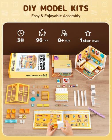 مجموعة أكبر من DIY Miniature House Kit ، مجموعة دمية مصغرة مع سقف و 2 أبواب للبالغين للبناء ، مجموعة Mini House Building Kit مع LED ، Halloween/Christmas Decorations/Gifts للمراهقين (مطبخ الوجبات السعيدة) in Kuwait