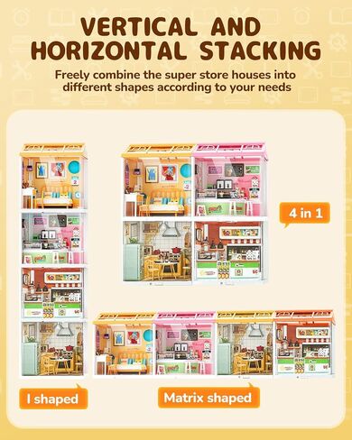 مجموعة أكبر من DIY Miniature House Kit ، مجموعة دمية مصغرة مع سقف و 2 أبواب للبالغين للبناء ، مجموعة Mini House Building Kit مع LED ، Halloween/Christmas Decorations/Gifts للمراهقين (مطبخ الوجبات السعيدة) in Kuwait