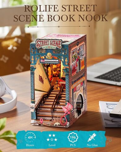 رولايف ديي كتاب زوايا أدوات شارع غروب الشمس ، درج لا نهاية له ديكور الكتب ديكور ثلاثي الأبعاد للألغاز الخشبي للبالغين ، ومجموعات بناء منزل مصغرة ديي ، وحرف ديي/هدايا أعياد الميلاد للمراهقين ومحبي الكتب in Saudi Arabia