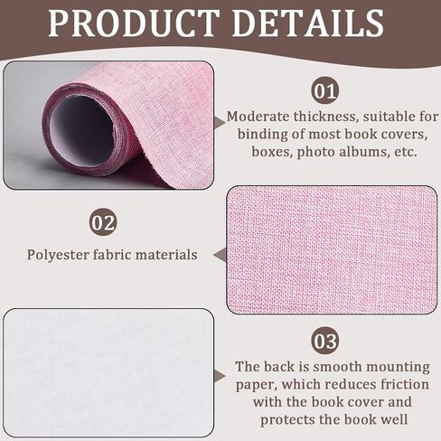 CRASPIRE 59 x 16.9in Book Cloth for Book Binding Pink Fabric Surface Paper Backed A3-A8 Bookcover Books Album Linen Scrapbooking Archival DIY Covering Protector Bookcloth Bookbinding Supplies in Saudi Arabia