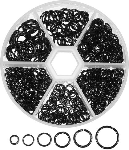 Bewudy 970pcs حلقات القفز السوداء المفتوحة ، O Ring Connectors خاتم القفز لخواتم صنع المجوهرات لقلادة أقراط سوار (4/5/6/7/8/10 ملم) in Saudi Arabia