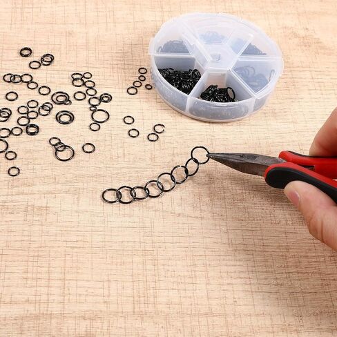 Bewudy 970pcs حلقات القفز السوداء المفتوحة ، O Ring Connectors خاتم القفز لخواتم صنع المجوهرات لقلادة أقراط سوار (4/5/6/7/8/10 ملم) in Saudi Arabia