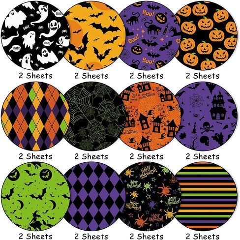 Whaline 24 Sheets Halloween Pattern Paper Pumpkin Ghost Bat Scrapbook Specialty Paper Double Sided for DIY Crafts Card Making Photo Album Journal Decor, 6 x 6 Inch in Saudi Arabia