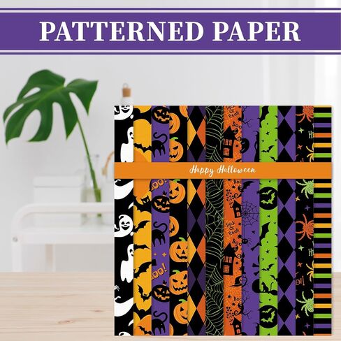 Whaline 24 Sheets Halloween Pattern Paper Pumpkin Ghost Bat Scrapbook Specialty Paper Double Sided for DIY Crafts Card Making Photo Album Journal Decor, 6 x 6 Inch in Saudi Arabia