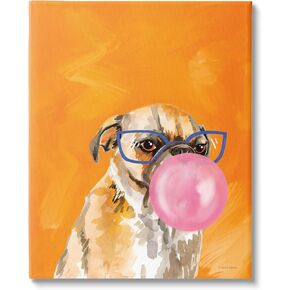 Stupell Industries Orange Dog with Bubblegum Canvas Wall Art Design by Rachel Nieman in Saudi Arabia