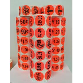 1000 Labels 1.5" Round Bright Red $1.99 Pricing Price Point Retail Stickers 1 Roll in Saudi Arabia