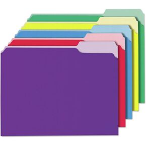 Universal UNV12306 1/3-Cut Assorted Tab Interior File Folders - Letter Size, Assorted Colors (100/Box) in Kuwait