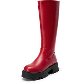 DREAM PAIRS Knee High Boots, Comfortable Chunky Platform Round-Toe Side Zip Boots for Women in Kuwait