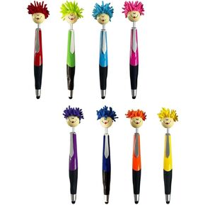 Pens,Funny Mophea Topper Pens,8pcs Mop Head Ballpoint Pens,with Plush Hair Writing Click Pen Portable Cute Cartoon Multi-function Signing Pen Decor Gift for Office Home in Saudi Arabia